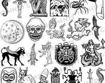 Mythology ceramic decals, black, myths ceramic transfers, ceramic transfer, glass fusing, glass pendants, decal, high quality ceramic decals