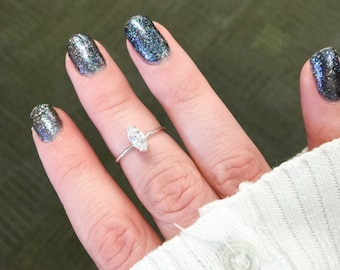 The Piper Ring - Diamond CZ Ring - Marquise Ring - Sterling Silver, stacking rings, stackers, silver rings