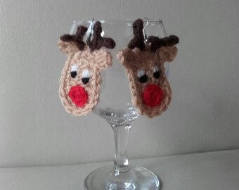crochet earrings, Rudolf earrings, Christmas earrings, fun earrings, Crochet Rudolf