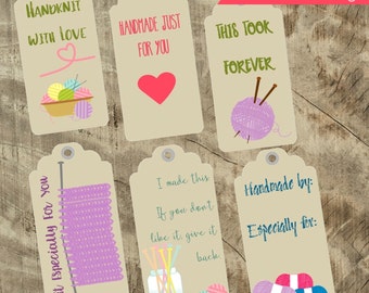 Printable Knitting Themed Gift Tags with Care Instructions
