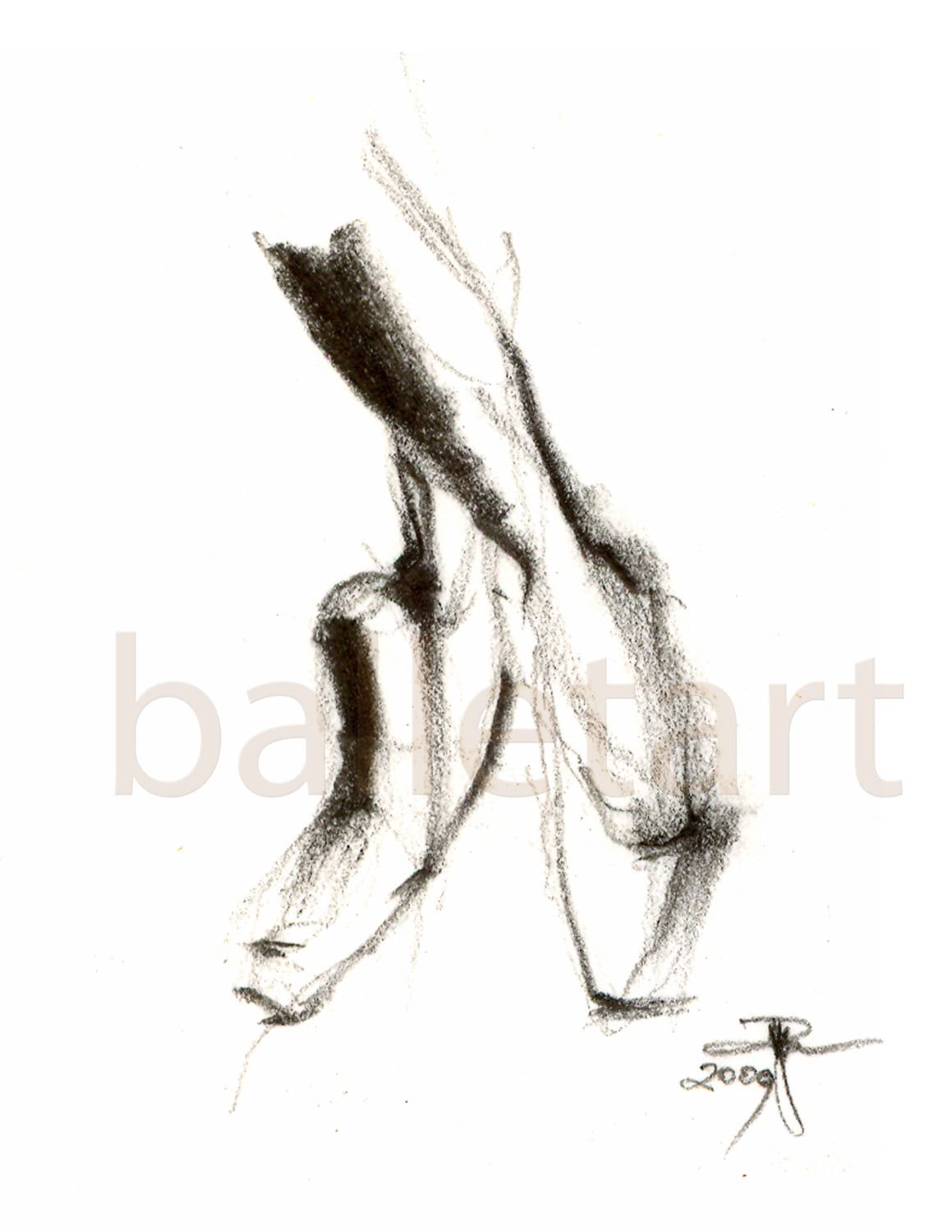 Popolare Scarpe da punta balletto arte disegno arte stampa bianco e ET86