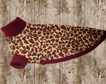Greyhound fleece pjs, leopard print coat, lurcher pjs, whippet pajamas, greyhound pajamas, dog jumper, whippet coat, greyhound housecoat