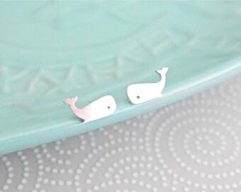 Sterling Silver Whale Earrings / whale studs / gifts for her / stocking filler / 925 / hypoallergenic / sealife / whale gifts