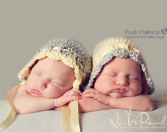 Crochet PATTERN - Crochet Bonnet Pattern - Crochet Hat Pattern - Pixie Hat - Baby, Toddler, Kids, Adult Sizes - Instant Download PDF 149