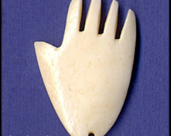 Carved Bone Hand Pendants (6 pieces)
