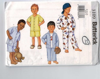Boys Sewing Pattern Butterick 3109 Easy Pajama Pants Top Pjs Kids Size 2 3 4 5 Breast 21 22 23 24 UNCUT