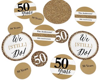 50th Wedding Anniversary - Giant Circle Confetti - Anniversary Party Decorations - We Still Do - 50th Anniversary Large Confetti - 27 Count