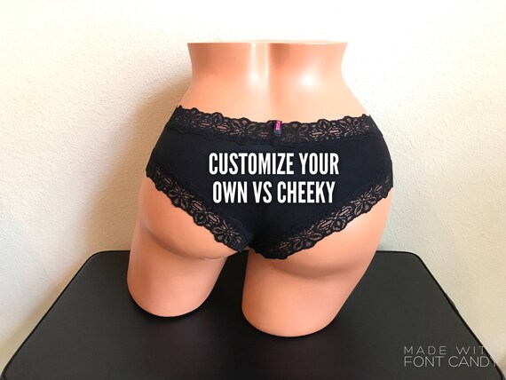 Victoria's Secret Black Custom Underwear. Sexy Lingerie for You, Bride, Bachelorette, Birthday Girl or Stocking Stuffer Ideas
