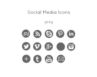 Grey Social Media Icons - Instant Download