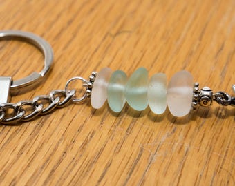 Seaham sea glass charm keyring