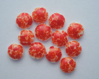 Fire Red Orange - Fused Glass Beads - Lampwork Beads - Fused Glass - Jewelry Findings - Small Beads - Cabochon - Cab 4223