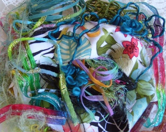Tropicana fiber art yarn bundle/embellishment trim/mixed trim 20 yds.yarn bundle/tropical inspiration pack/scrapbook/craft yarn/journal