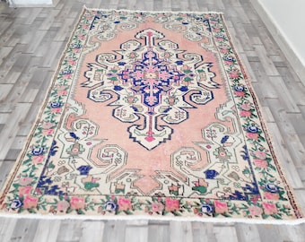 Oushak Rug Turkish Rug Vintage Oushak Rug , Boho Rug , Faded Rug , Kilim Rug , Persian Rug , Designer Rug , Runner Rug , Rugs