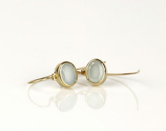 14k gold earrings, Aquamarine earrings, modern minimalist earrings, gold aquamarine drop earrings, March birthstone, contemporary jewelry
