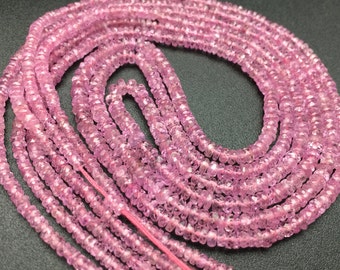 AAA Pink Sapphire Rondelles, 2.5MM to 3.5MM, Full Strand, Faceted, Excellent Quality, Beautiful Saturated Natural Vivid Pink