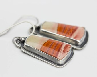 Landscape Jasper Earrings, Jasper & Sterling Earrings, Natural Gemstones, Le Chien Noir, Artisan Earrings