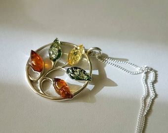 Tree of Life, Baltic amber Tree of life, sterling silver necklace