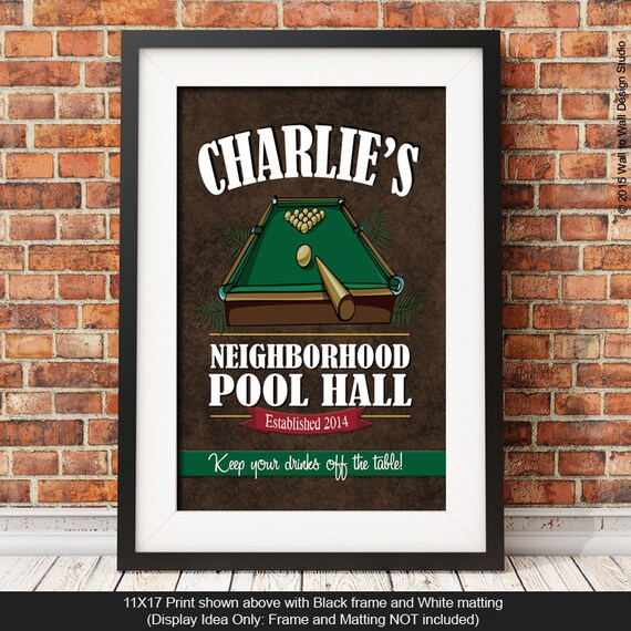 3 Sizes Custom PERSONALIZED Neighborhood Pool Hall Bar Sign