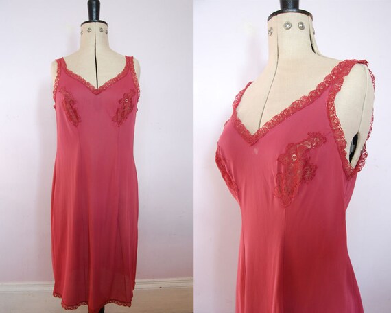 Vintage 1960s Charnos pink peekaboo nylon nightgown Nylon