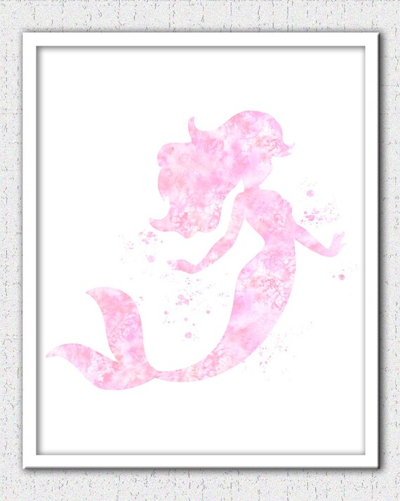 Mermaid print baby pink Mermaid Mermaid watercolor print