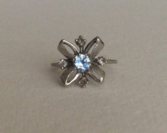 Bowtie Sputnik style spinel ring solid 10k white gold