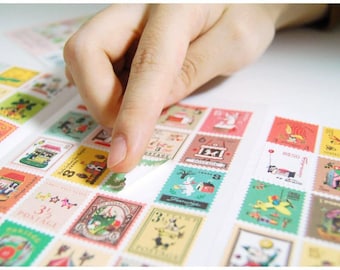 Francoise Postage Stamp Stickers - Set of 80