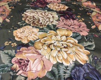 Vintage - "Salome" 5th avenue designs large climbing floral panel stripe with twisted ribbon on lightweight super soft sateen