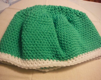 Green and White Slouchy Hat