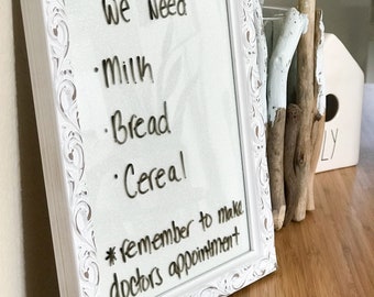 Sparkly White Vintage Dry Erase Board