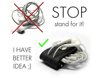cable organizer cord organizer earphone holder headphone holder leather cord holder cord keeper iphone cord wrap earbud holder cable holder