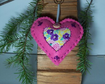 Heart Sachet Pink Felt with Lavender Scent