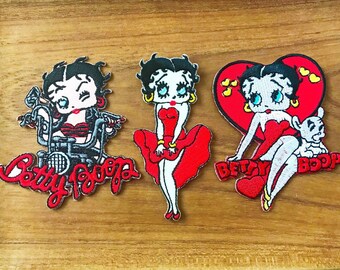 Set 3 BETTY BOOP Sew On Patch Iron Embroidered Cartoon Character Jacket