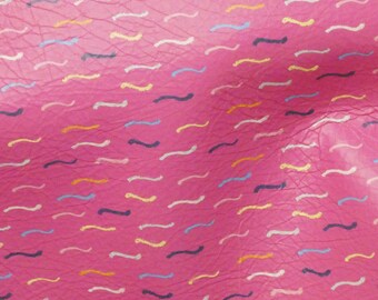 Leather CLOSEOUT 12"x12" Hot PINK Mini Pastel SQUIGGLES Print Cowhide #595 2.5-3 oz / 1-1.2 mm PeggySueAlso™ E2385-01