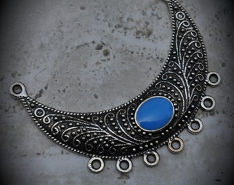 Silver Plated Pendant With Sky Blue Enamel