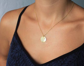 Hammered Disc Necklace, Circle Necklace, Layer Necklace, Dainty Necklace, DIsc Pendant Necklace,