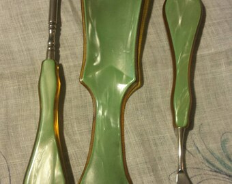 Vintage Bakelite Three Piece Shoe, Tool Set - Button Hook, Shoehorn, Scraper