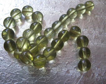 54 Light Olive Green Glass Beads 7mm Beads