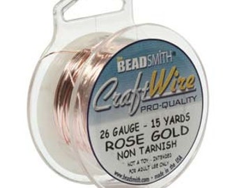 26 gauge Rose Gold Craft Wire BeadSmith Round 45 feet Non- tarnish