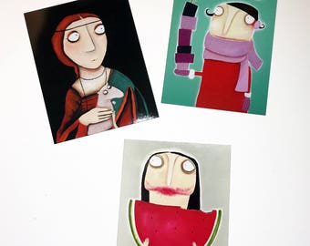 3 Fridge Art Magnets