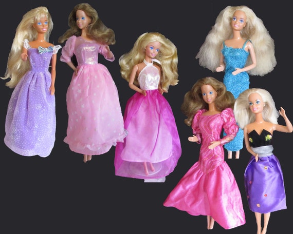 Barbie Doll Clothes Evening Gown Purple Floral Overlay Pink