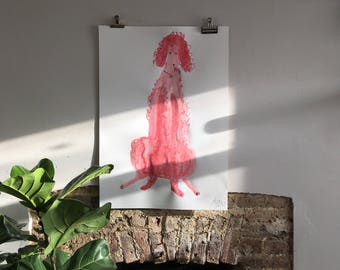 Original Faye Moorhouse painting - Giant Pink Poodle 008 - FREE SHIPPING