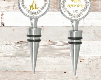 Anniversary Gift Personalized Wine Stopper Personalzied Bottle Stopper Wedding Wine Stopper Wedding Gift Anniversary Wedding RyElle Wine