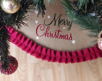 merry christmas red ruffle traditional design large jute christmas tree skirt cover christmas tree skirt xmas tree cover - Christmas Tree Skirts Etsy merry christmas red ruffle traditional design large jute christmas tree skirt cover christmas tree skirt xmas tree cover - Christmas Tree Skirts Etsy
