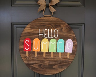 Summer Door Hanger, Door Hanger, Spring Door Hanger, Front Door Decor, Welcome Door Hanger, Popsicle Door Hanger, Hello Summer Door Hanger,