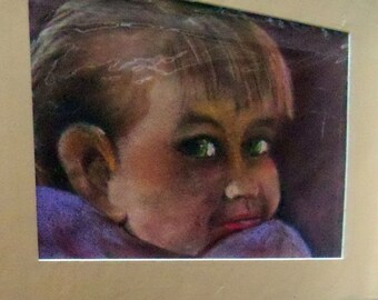 original art color pencil portrait drawing 11x14 little girl