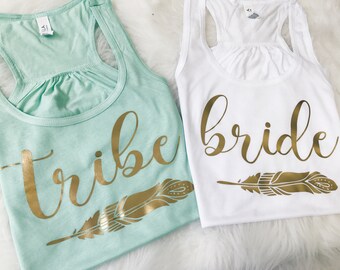 bachelorette party tanks.bride tribe feather tank tops. bachelorette tanks.bachelorette shirts.tribe tank tops.bridal party tanks.