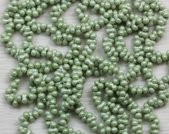 25 grams 2x4mm Celery Pearl Farfalle Japanese Glass Beads, peanut beads, berry beads, Matsuno beads