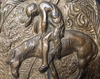 Antique Vintage Set of Bookends, The End of Trail, Native American, 4"