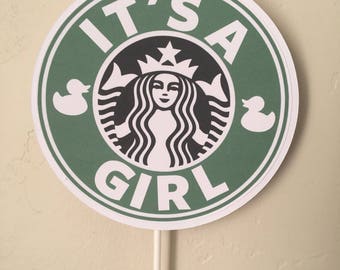 Starbucks It's A Girl Cake Topper/ Centerpiece