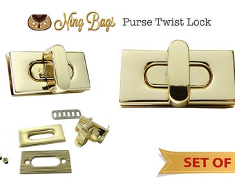 Set of 4 // Purse Twist Lock (High Quality) / Purse Turn Locks / Bag Hardware for Handbags, Purses, Totes (Light Gold Finish)